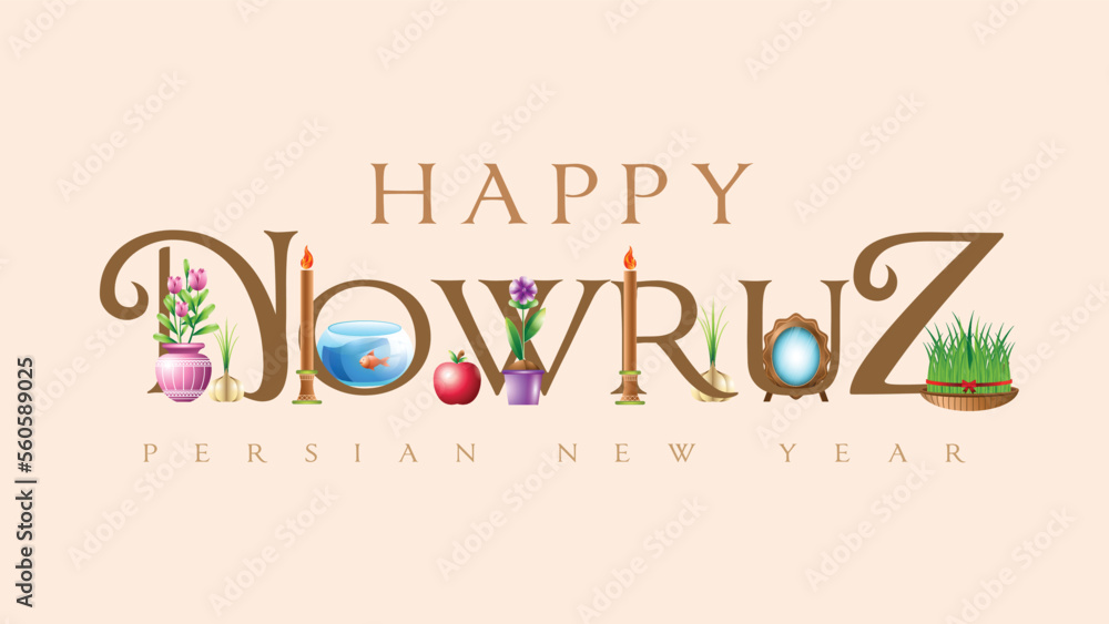 Happy Nowruz Text Meaning Iranian New Year Stockvektor Adobe Stock