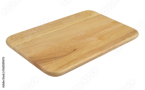 Natural wooden kitchen board isolated on white background.	