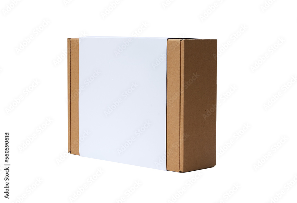 Cardboard box with white front cover isolated on a white background Cardboard box with white front cover isolated on a white background