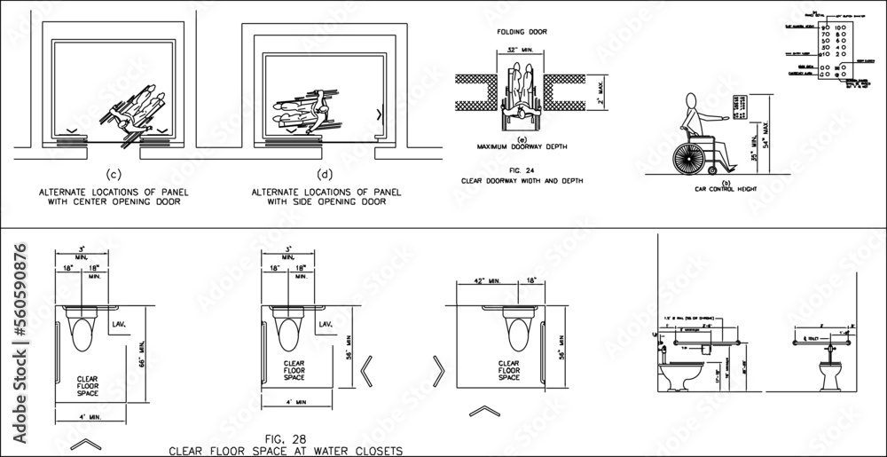 set of drawings sketch vector illustration of design standard for people with disabilities set of drawings sketch vector illustration of design standard for people with disabilities