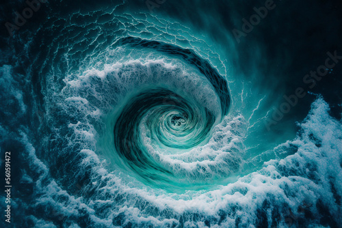 The water swirled with force until it formed a circle With Generative AI © Natthithin