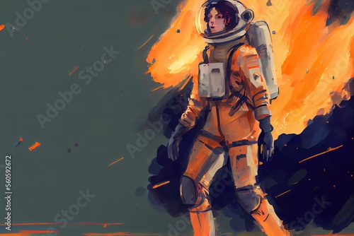 Astronaut with fire