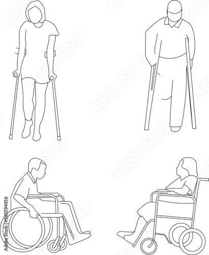 sketch vector illustration of a disabled person wearing an assistive