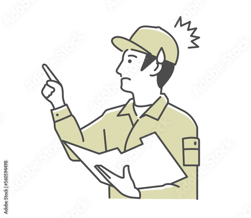 Vector illustration of a male worker doing regular inspection | surprised