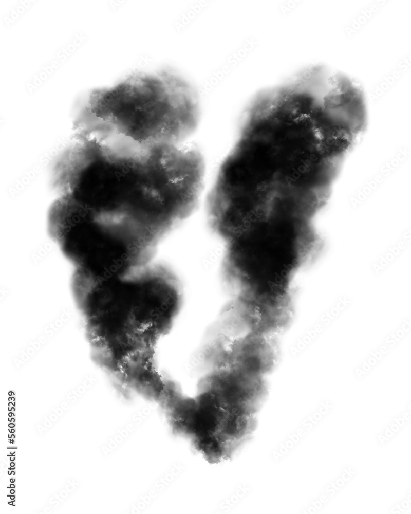 Naklejka premium Abstract black puffs of smoke swirl overlay on transparent background pollution. Royalty high-quality free stock PNG image of abstract smoke overlays on white backgrounds. Black smoke swirls fragments