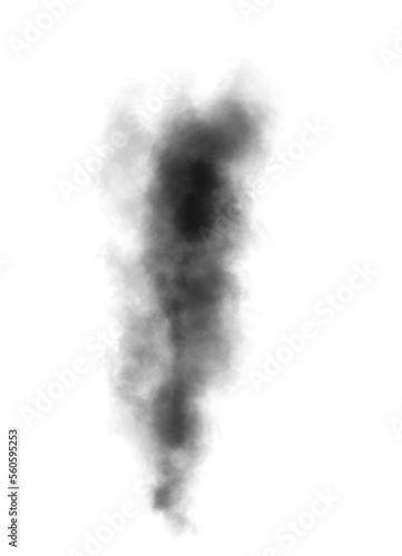 Abstract black puffs of smoke swirl overlay on transparent background pollution. Royalty high-quality free stock PNG image of abstract smoke overlays on white backgrounds. Black smoke swirls fragments