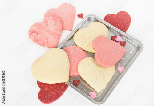 Unfrosted Pink, Cream and Marbled Valentine Sugar Cookies photo