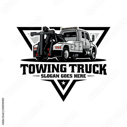 Wrecker and towing truck service illustration logo vector