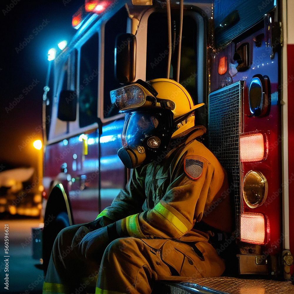 Stressed Firefighter - Generative Ai