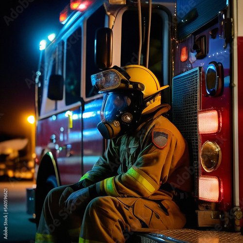 Stressed Firefighter - Generative Ai