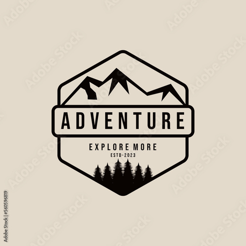 mountain adventure logo design vector illustration, outdoor adventure .