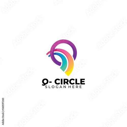 letter q with circle logo template gradient color