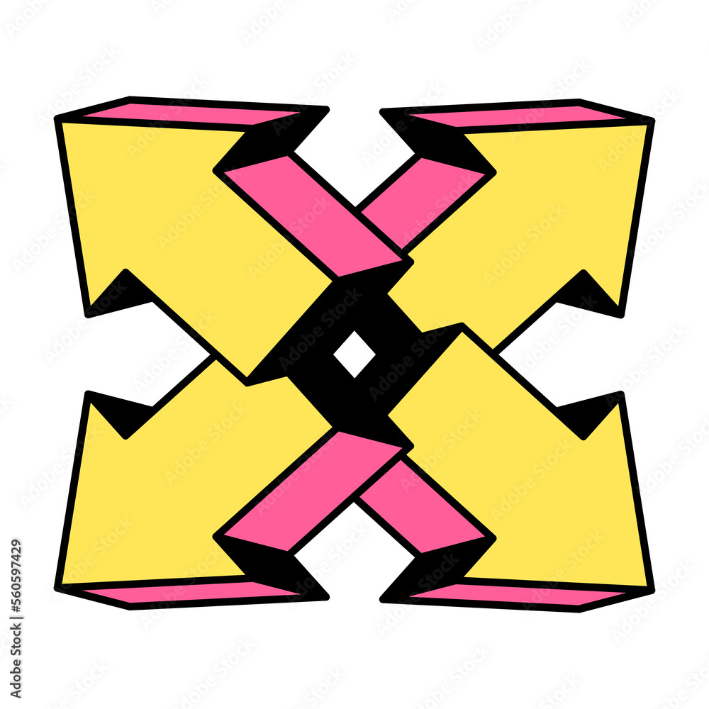 Cartoon arrows illustration in trendy retro style. Vector isolated on white background. Cartoon arrows illustration in trendy retro style. Vector isolated on white background.