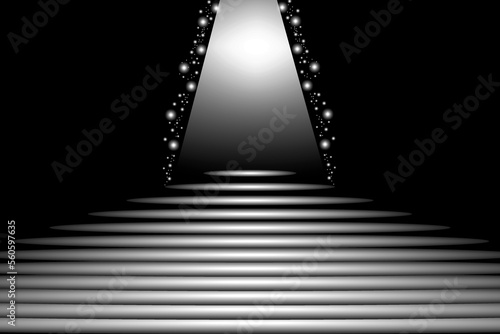 Podium ray star in vintage style. Vector illustration.