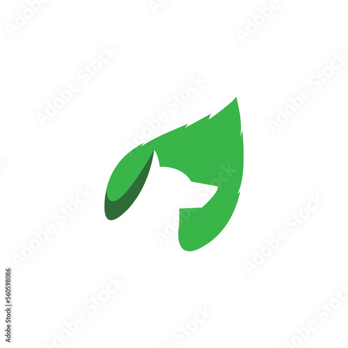 The logo is combination leaf and dog
