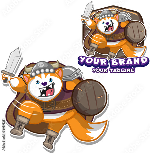 viking fox mascot logo template