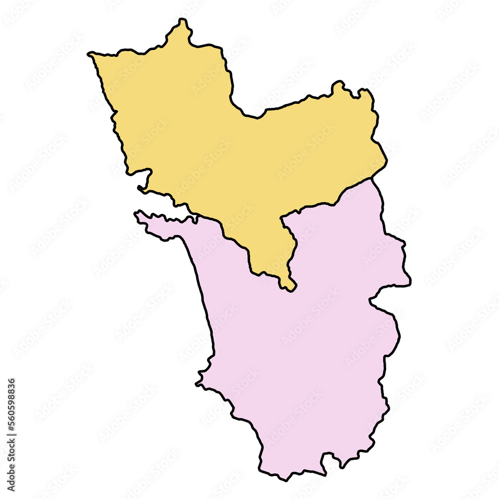 simple map of Goa is a state of India and his colourful districts