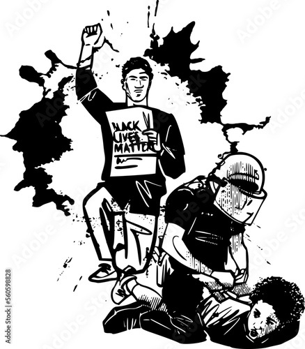 illustration of the struggle of black people against unequal rights and discrimination