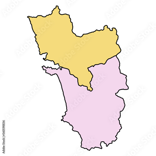 simple map of Goa is a state of India and his colourful districts