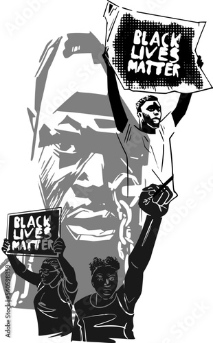 illustration of the struggle of black people against unequal rights and discrimination