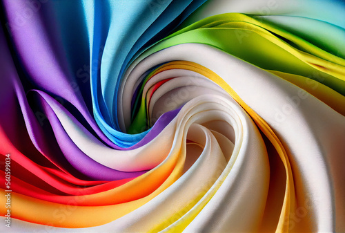 Beautiful colorful abstract silk fabric blanket background, happy mood