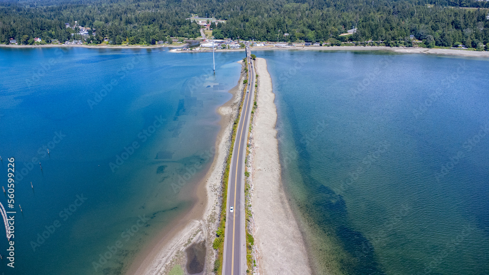 Road going across the Purdy Spit in Washington