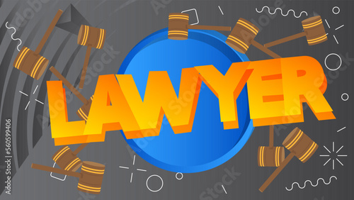 Lawyer. Word written with Children's font in cartoon style.