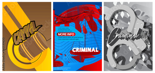 Criminal poster. Background vector illustration. Abstract Justice event template for website, banner, book cover, presentation.
