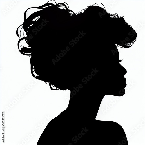 Fototapeta Black woman with beautifully curled hair that is hand-drawn