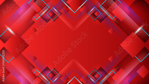 Abstract polygonal digital red geometric shape subtle vector technology background.