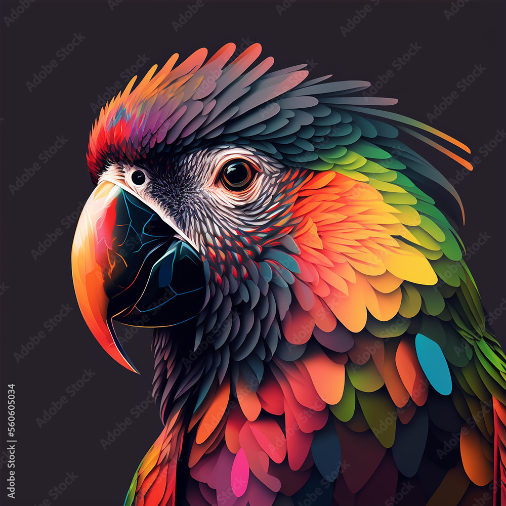 Obraz premium Parrot Bird Colorful Avian Flight Feathers Vector Art AI Generative 