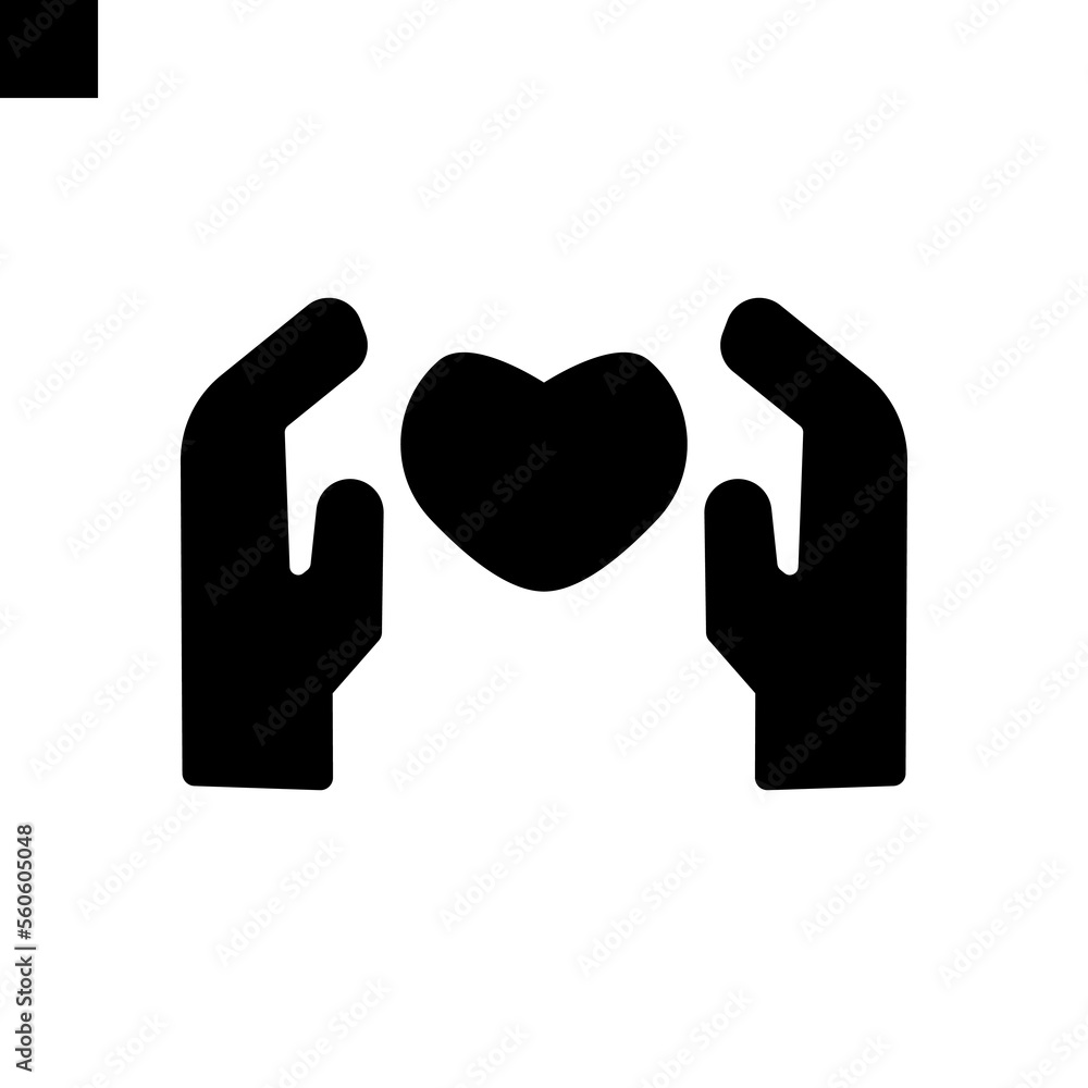 hand care love icon solid style vector hand care love icon solid style vector