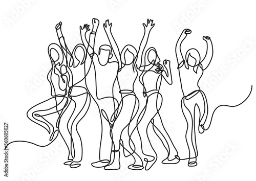 continuous line drawing cheering crowd - PNG image with transparent background