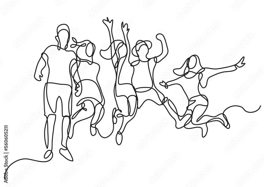 continuous line drawing happy jumping group of youth - PNG image with transparent background continuous line drawing happy jumping group of youth - PNG image with transparent background