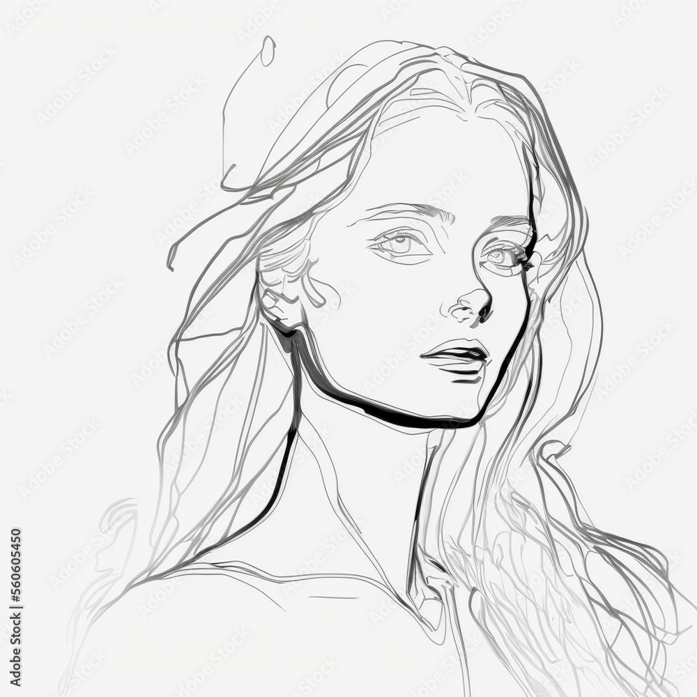 A Silhouette of Femininity: An Outline Drawing of a Female A Silhouette of Femininity: An Outline Drawing of a Female
