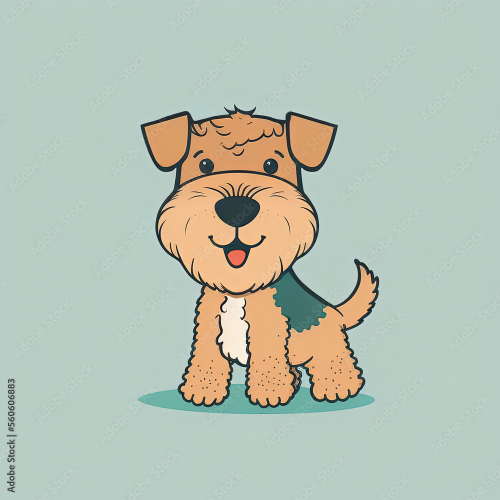 Fototapeta premium Cute Chibi Airedale Terrier | Midjourney Generative Ai