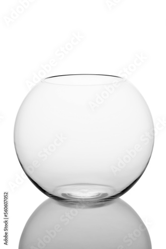 transparent round vase on a white background