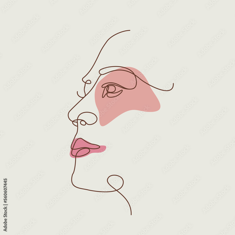 Abstract minimal woman line art. Set of beauty female portrait. Spa salon logo wall art Abstract minimal woman line art. Set of beauty female portrait. Spa salon logo wall art