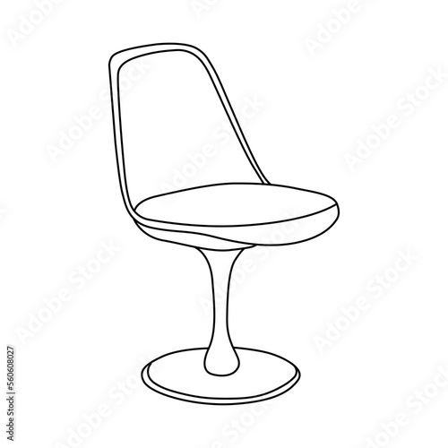 Office chair editable vector illustration on white background. chair Line art, clip art. swivel chair, Hand-drawn design elements.