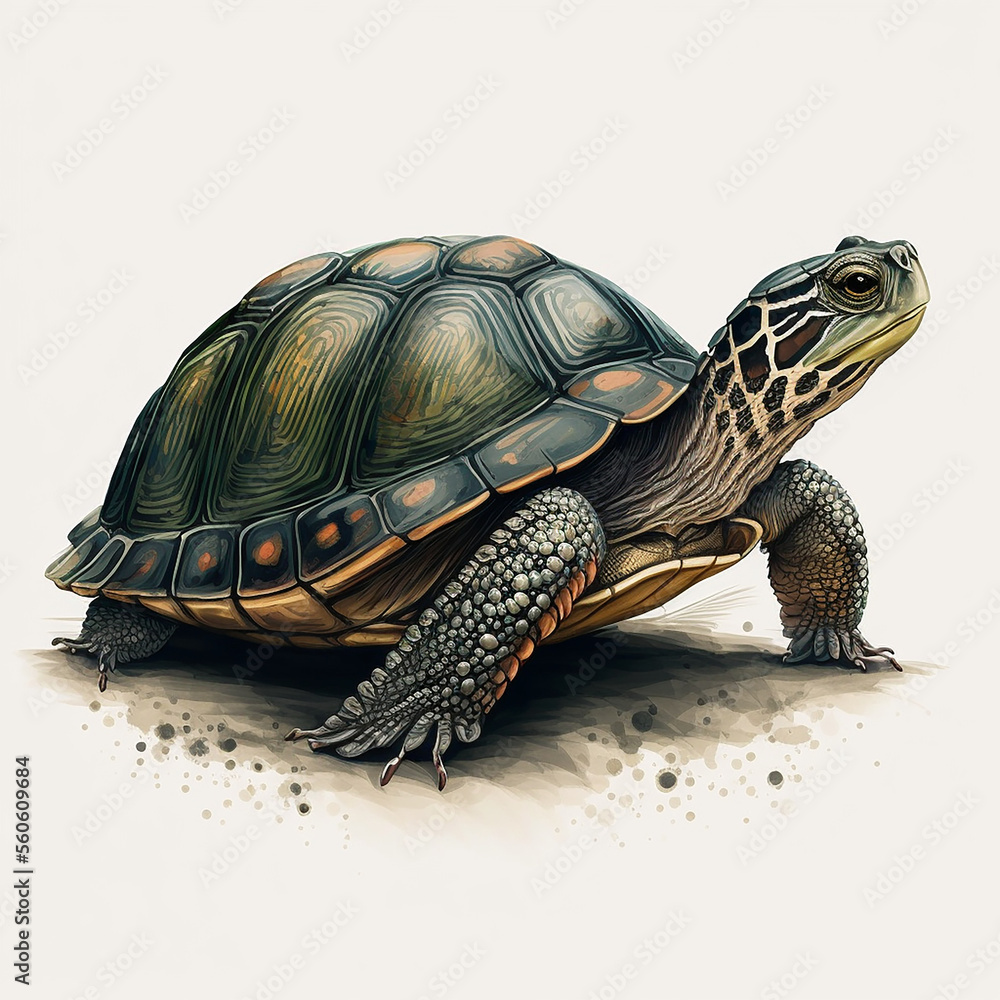 Turtle Animal Shell Aquatic Vector Art AI Generated