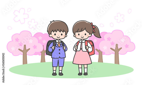 入学式の男の子と女の子