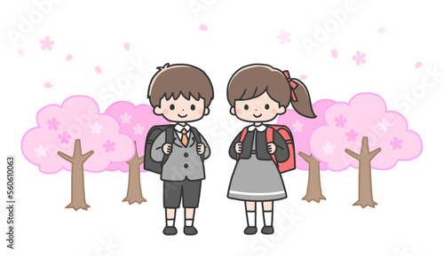 入学式の男の子と女の子