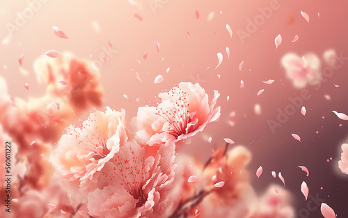 cherry blossoms blooming on a light pink background