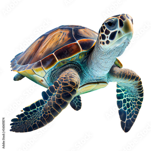 Fototapeta Sea turtles are swimming on a transparent background.
