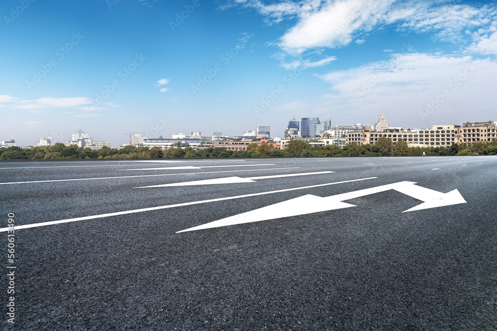 Fototapeta premium Road ground and urban architecture scenery