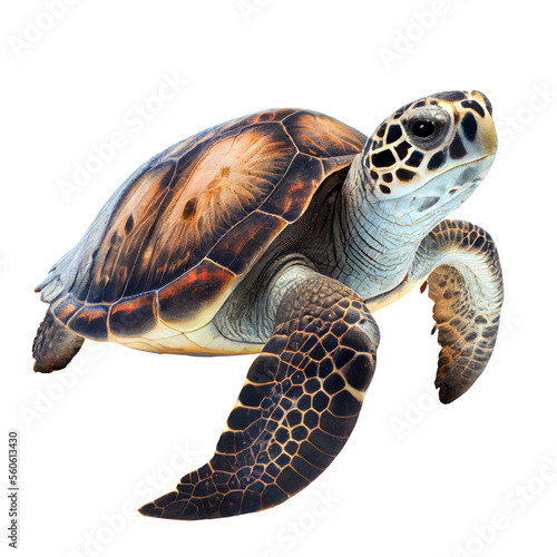 sea turtle isolated on white with clipping path