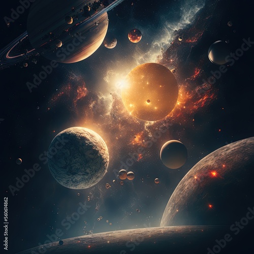 Fototapeta Naklejka Na Ścianę i Meble -  Epic space sceen of planets