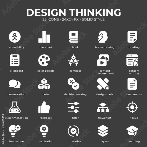 Design Thinking Icon Pack With White Color