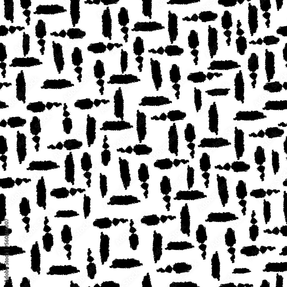 Seamless pattern black brush strokes. Vector illustration