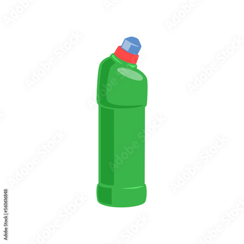 Bottle for liquid detergent flat vector illustration. Plastic container for cleaning products isolated on white background. Hygiene, household concept